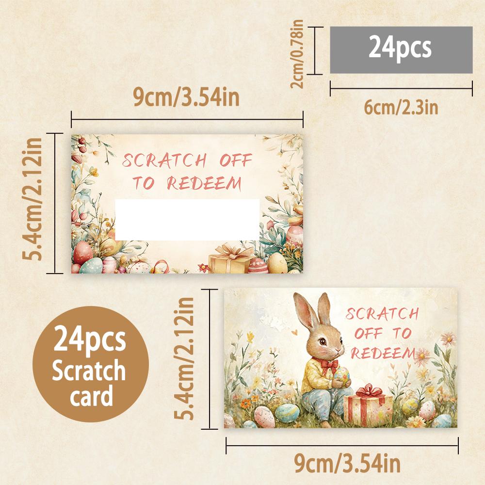 24pcs Blank Scratch-Off Cards, Easter Lucky Scratch-Off Cards, Holiday Surprise Scratch-Off Cards, Party Decorations, DIY Cards