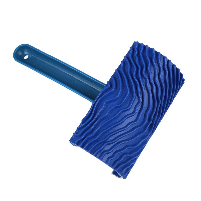Blue Rubber Wood Grain Paint Roller DIY Graining Painting Tool with Handle for Home Use