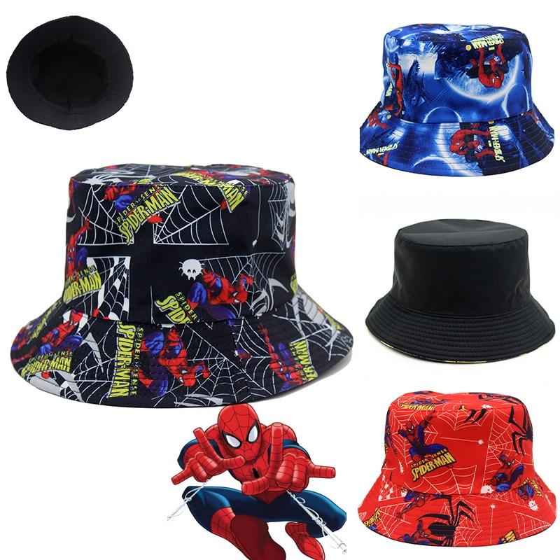 European And American Spider-man Cartoon Printed Cotton Fisherman Hat Sun Hat