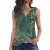 Women's Flowers And Plants Casual Loose Pleated Shirt V Collar Button-down T-shirt Shirt Sleeveless Vest Top