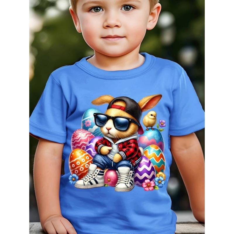 Мальчиковые футболки Модный принт с буквами Детская одежда С коротким рукавом Одежда для девочек Летняя детская футболка Пасхальный топ Футболки 110