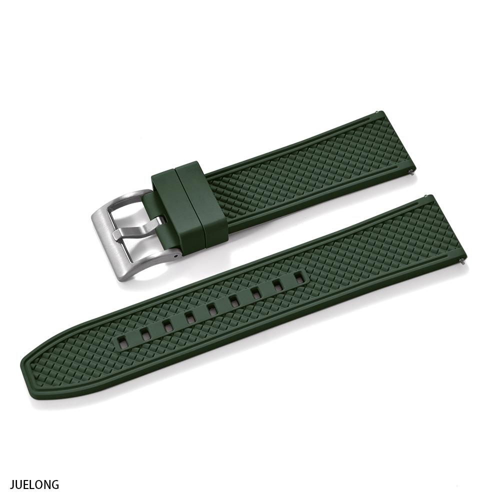 Professional Diving Watch Band FKM Rubber Strap 18mm 20mm 22mm 24mm Quick Release Bullet Shape for Dive Watch Waterproof Durabl