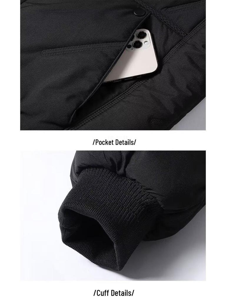 Chao Lun Bu Men's Thick Stand Collar Jacket - High-End Autumn/Winter Warm Cotton Dad Coat