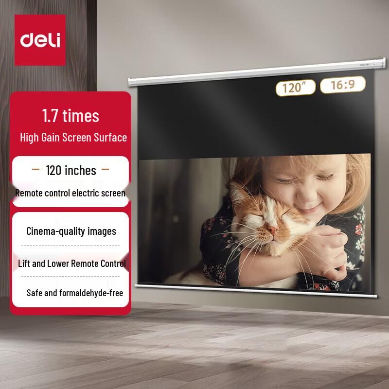 Deli 50455S 120-inch Electric Projector Screen