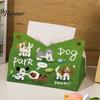 Multipurpose Tissue Bag Leather Box Cover with Cartoon Puppies Pattern, Foldable Desktop Organizer, Napkin Holder Kitchen Paper Storage Case,