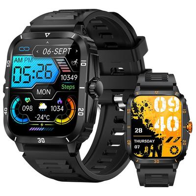 Relógio Inteligente KT71: À prova d'água até 3 metros, monitora frequência cardíaca e pressão arterial, ideal para esportes ao ar livre, com chamadas Bluetooth.