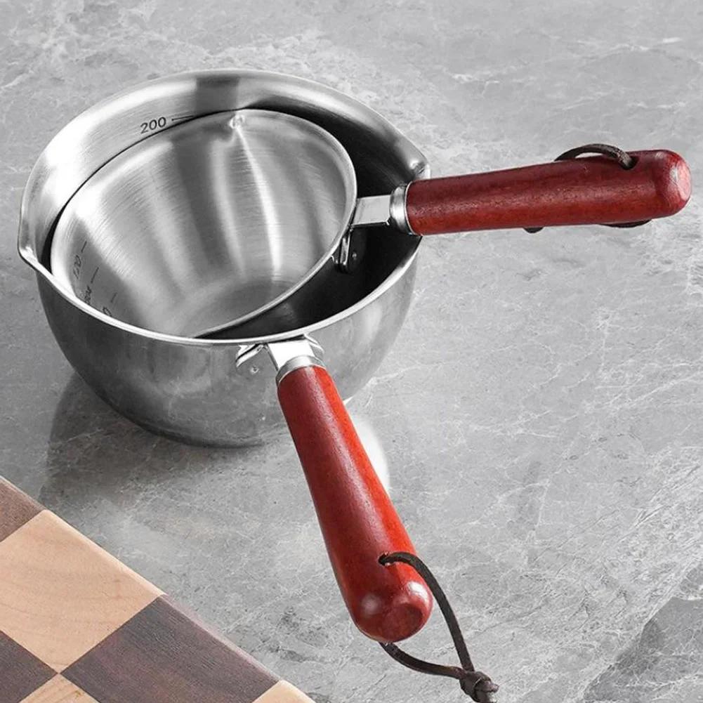 Multifunctional Mini Hot Oil Pot Stainless Steel Pouring Oil Pot Milk Pot Saucepan Butter Melting Pot Home Kitchen Cooking Tools