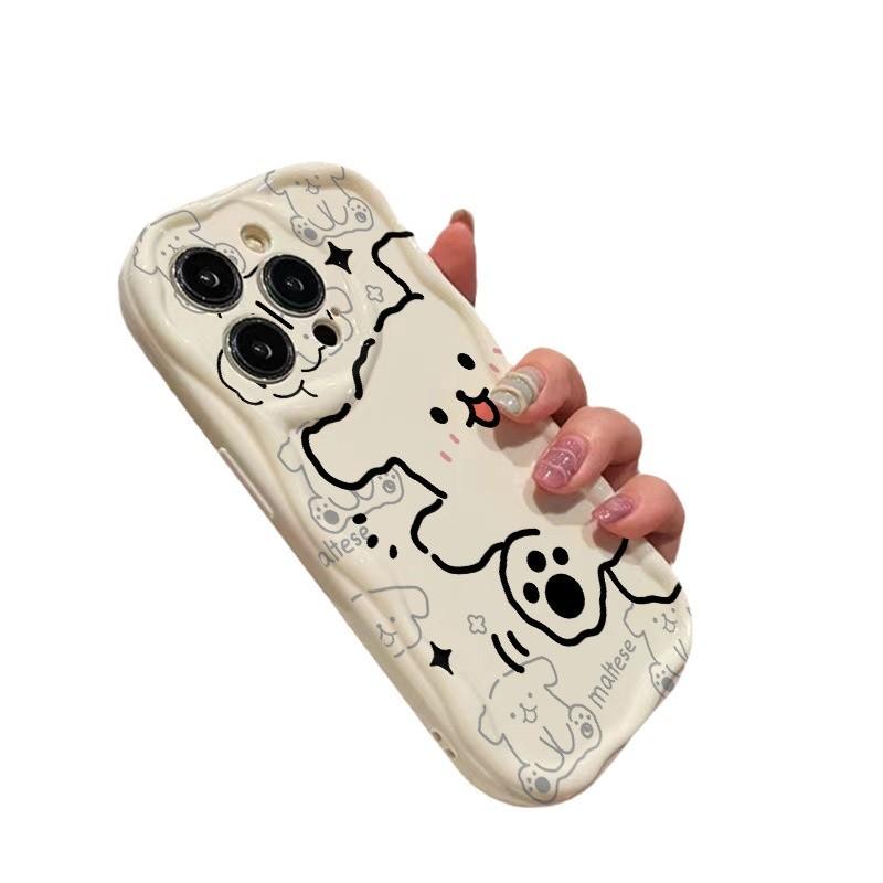 For Apple 15 Mobile Phone Case 14pro Line Puppy for IPhone16promax Lens All-inclusive 13mini/12