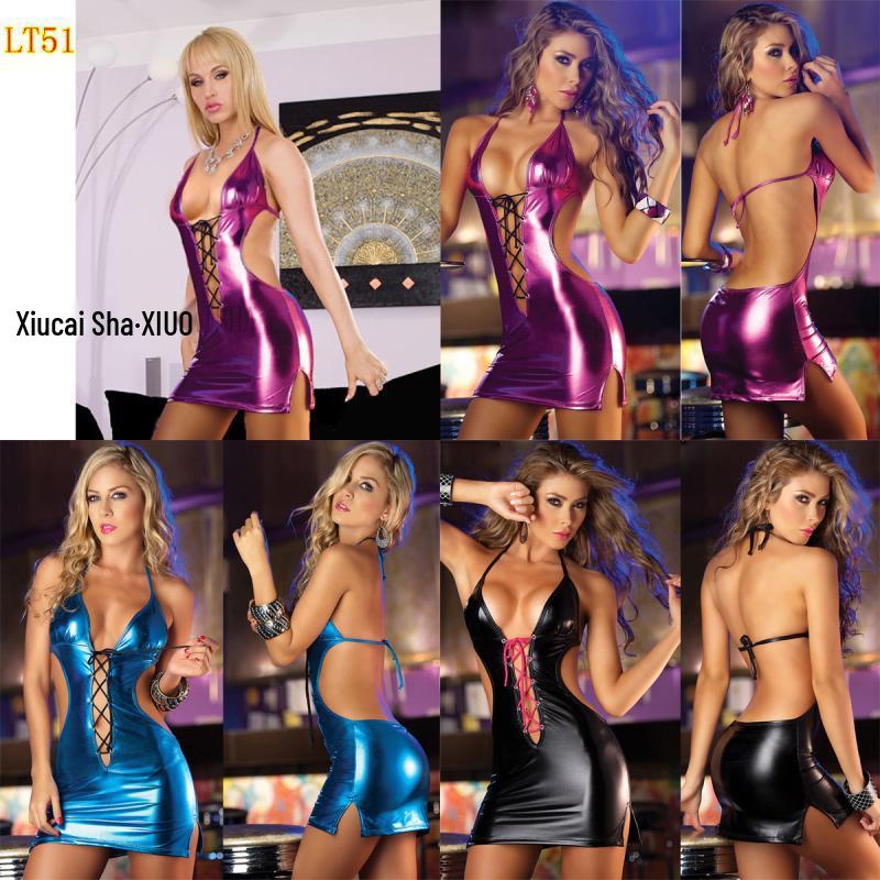 Evropské a americké sexy lakované bez zad noční klubové pyžamo pro ženy