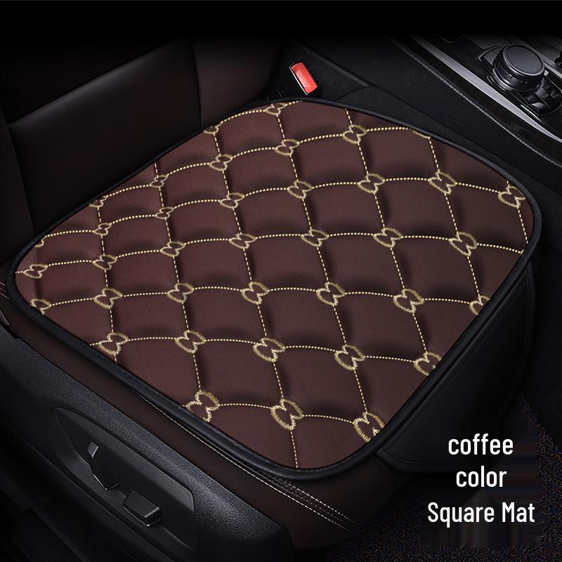 Bamboo Charcoal Leather Car Seat Cushion Set, Three-Piece, No Backrest, All-Season Interior Kit