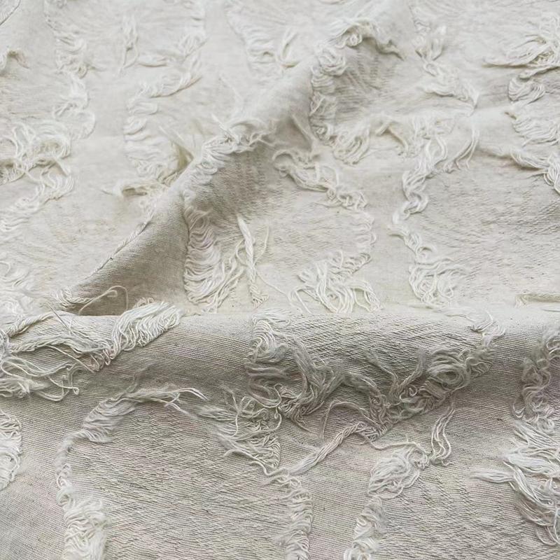 100*150cm Retro Jacquard Tassel Cotton Linen Fabric Handmade Coat Skirt Bag DIY Sewing Designer Fabrics