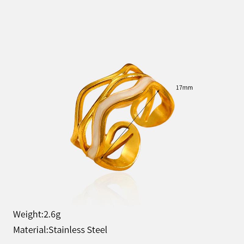 Irregular stainless steel gold open ring light luxury niche high-end jewelry non-fading titanium steel ring