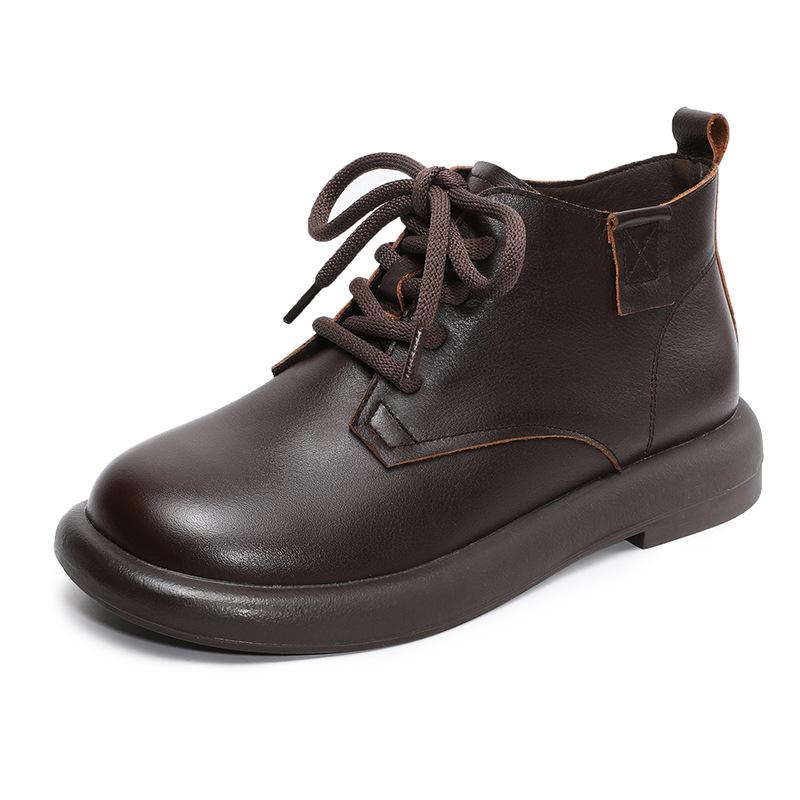 Leather Short Boots Women's Platform Martin Boots Autumn and Winter Thick Heel Women's Boots Leather Shoes Spring and Autumn Versatile Single Boots