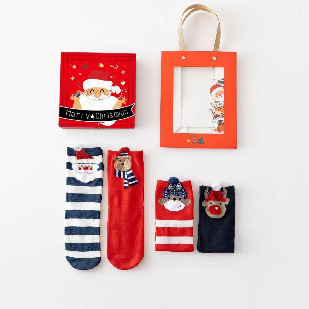 3D Cartoon Christmas Stocking Gift Set: Cute Mid-tube Women’s Socks for Autumn & Winter