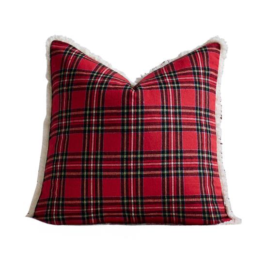 

Christmas Plaid Throw Pillow Covers 18x18 Inch Vintage Farmhouse Winter Square Cushion Case for Living Room Couch Sofa Bed
