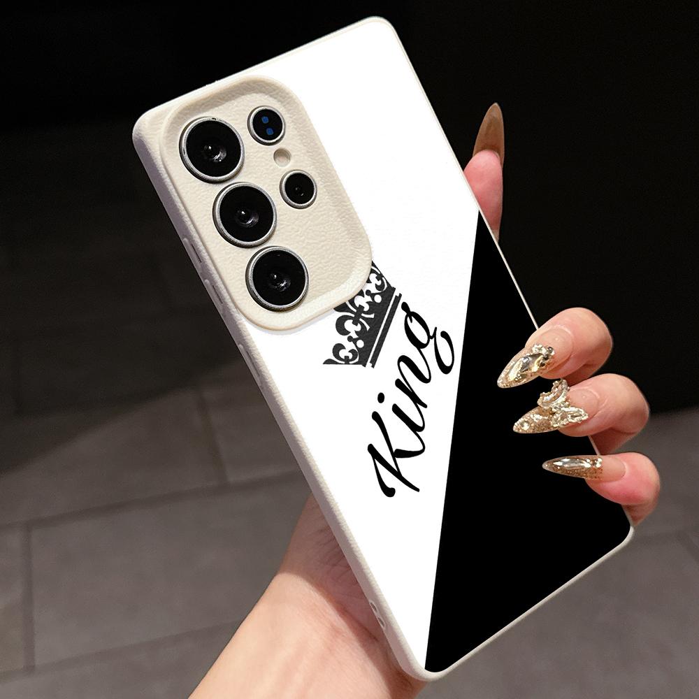 Samsung A07 A06 A16 A26 Xiaomi Redmi 13C 14C for iPhone 17 16 Pro Max Infinix Realme Phone Cases Soft brown Leather pattern TPU Case NY53 Couple King