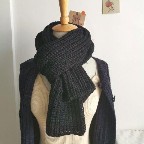 Scarf women's autumn and winter versatile students winter knitted wool solid color girls thickened warm scarf men