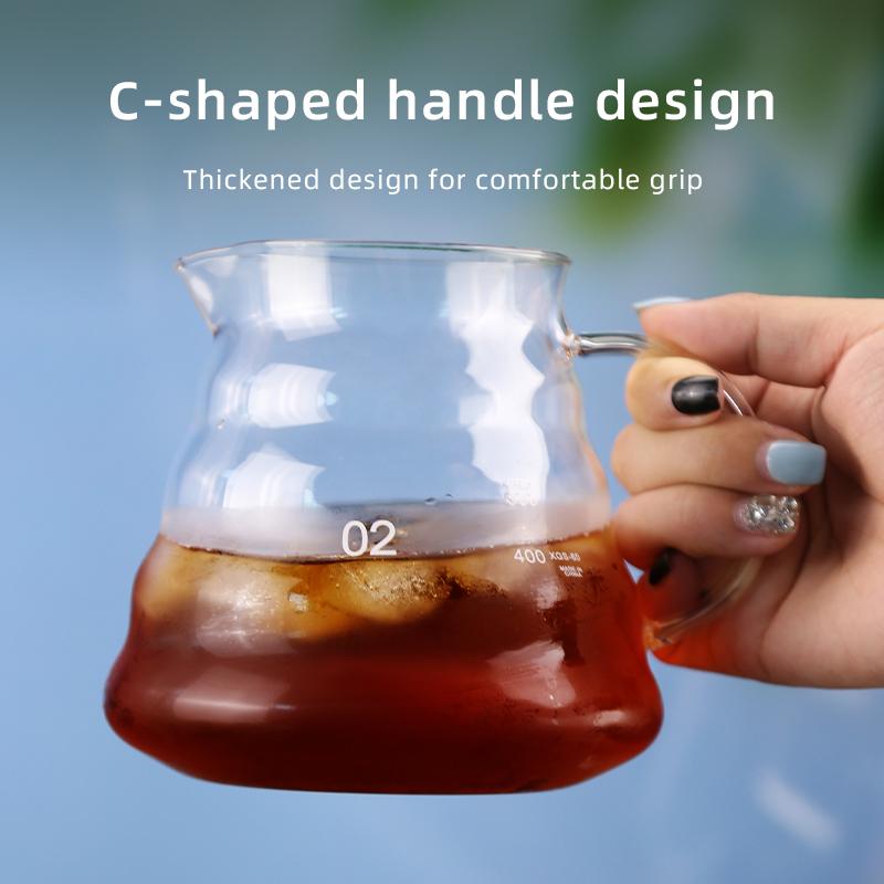 Caraffa Caffettiera a Goccia in Vetro Borosilicato Resistente al Calore Caraffa Condivisione Servitore per Caffè Pour Over Caffettiera a Goccia