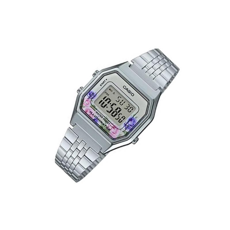 Casio VINTAGE series-L digital display small square watch rose electronic waterproof quartz movement stainless steel strap Japanese and LA680WA-2C