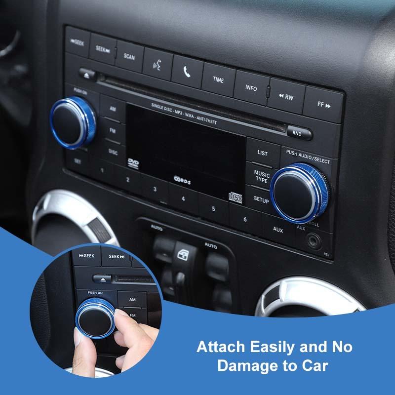 För Jeep Wrangler JK 2012-2017 Luftkonditionering CD-brytare Fönsterkontroll Vred Dekorationsring Kåpa Aluminiumlegering
