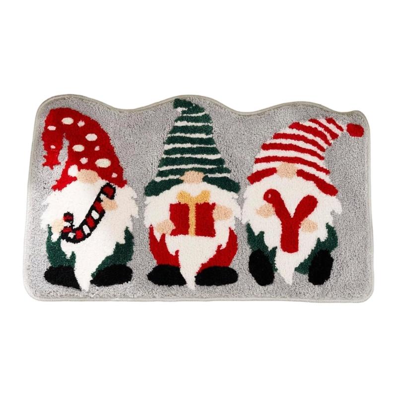 

Festival Holiday Floor Mats Winter Snowflake Santa Machine Washable Bathroom Rug Indoor Decoration