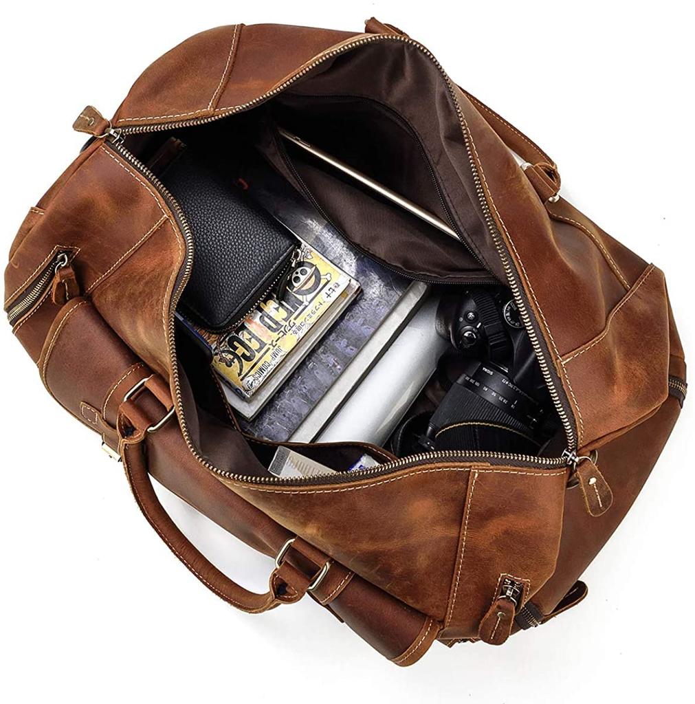 Genuine Leather Boston Bag for Large Shoe Travel Retro Cowhide Golf Sports Bag with School Trip Bag Men, Capacity, Storage, Durable, 2-Way Bag,