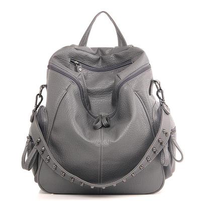 Women's PU Backpack: 2020 Korean Crossbody Handbag with Rivet Design, Light Shoulder Bag for Students