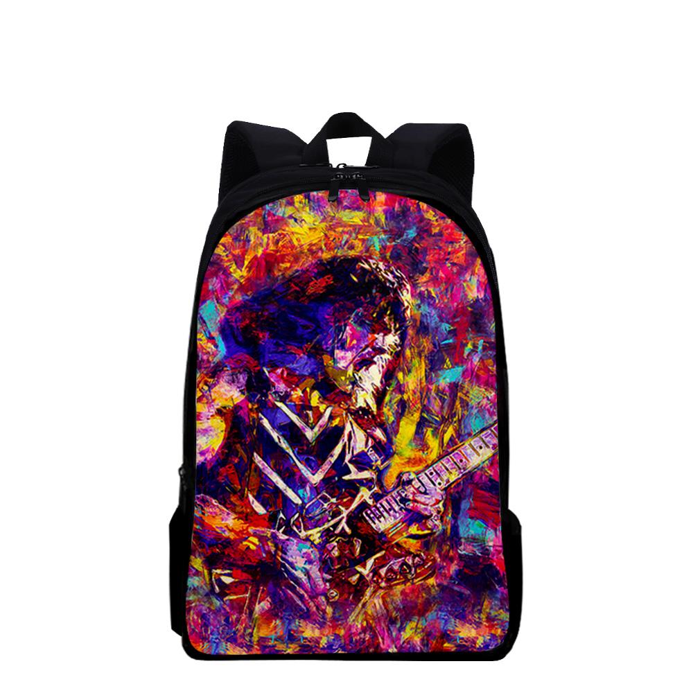 Harajuku Youthful Eddie Van Halen Student School Bags Notebook Backpacks 3D Printed Oxford Waterproof Boys/Girls Travel Bags
