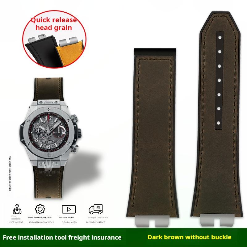 

27x18 мм Ремешок с быстрой застежкой для HUBLOT Hublot Серии BIG BANG 411 421 Мужской из нержавеющей стали Металлический шарнир Кожаный Резиновый Ремешок для часов 27X18mm width