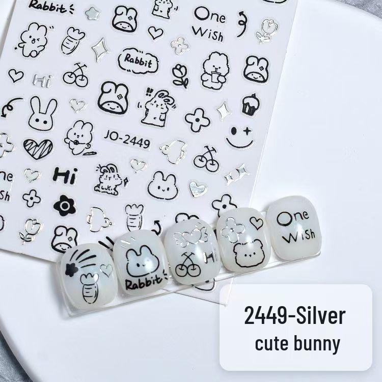 Sweet Cool Kitten & Poodle Nail Art Stickers - Childlike Cute Graffiti Style