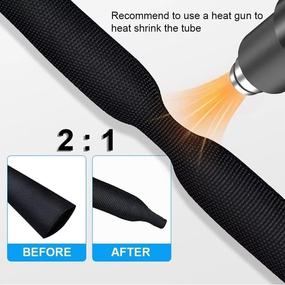 Innendurchmesser 10mm Geflochtene Kabelhüllen Flammhemmend Schrumpfbar Schrumpfschlauch PET-Material Länge 1-3 Meter