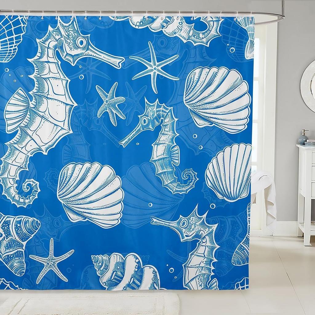 Ocean Wave Shower Curtain Japanese Hokusai Bathroom Shower Curtain Sets for Young Vintage Abstract Sea Waves Fabric Shower