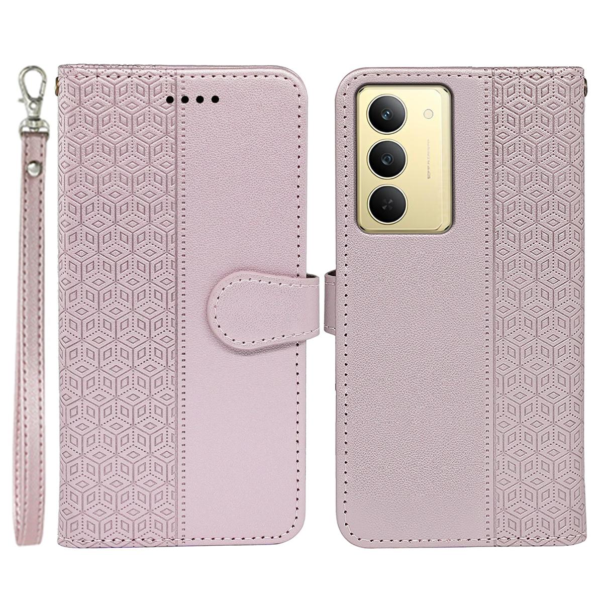 

Для Realme 14x 5G Гаманець Чохол для телефону Штампований візерунок Шкіряний відкидний чохол Rose Gold