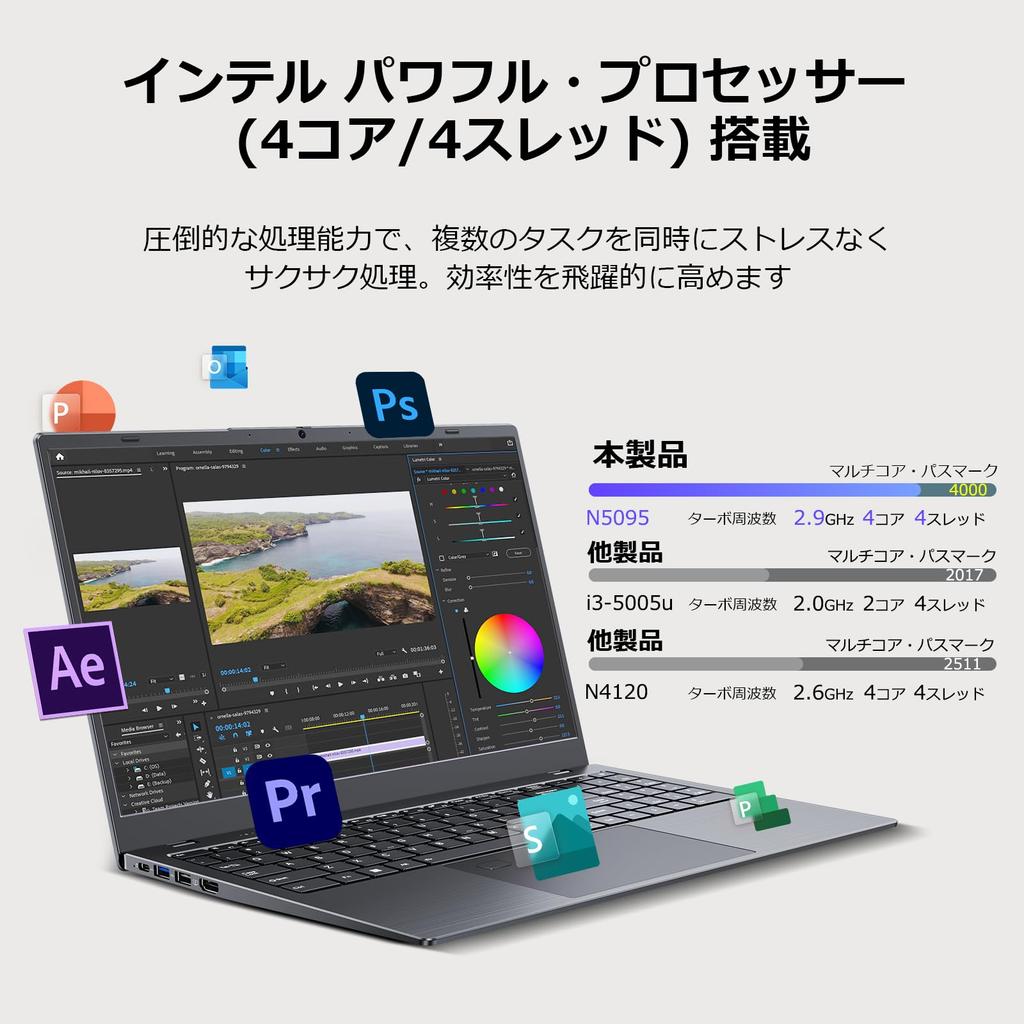ZENAERO Laptop with Office Celeron N5095 Up To 16GB 512GB 1080P X Windows 11 Fingerprint 5G English Keyboard and Numeric Ideal for Beginners and Video