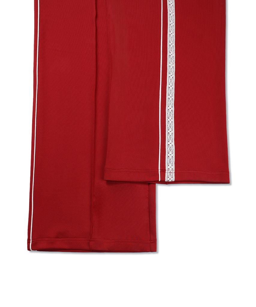 Michikoleondeonkosino Lace-Trimmed Jersey Pants Red