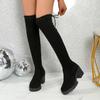 Fashion Women Boots Winter Black Over The Knee Boots New Comfort Lace Up Chunky High Heels Shoes Fashion Warm Round Toe Long Tube Boots