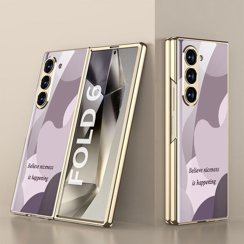 Nou pentru Samsung Galaxy Zfold6 5g Husă Telefon Pictură Creativă Hd Sticlă Securizată Lux Ușor Orificiu de Precizie Husă Protecție la Cădere