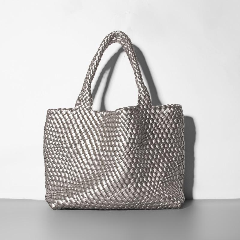 PU kožená taška Dámská kabelka Luxusní designová taška 2023 Nová móda Maminka Big Bag Tkací taška přes rameno pro ženy Plážová taška