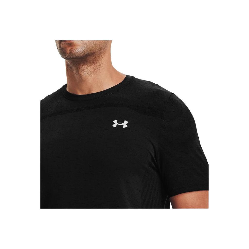 Under Armour Seamless Logo Print Quick-Dry Crew Neck Short Sleeve T-Shirt Men Tops Black 1361131-001