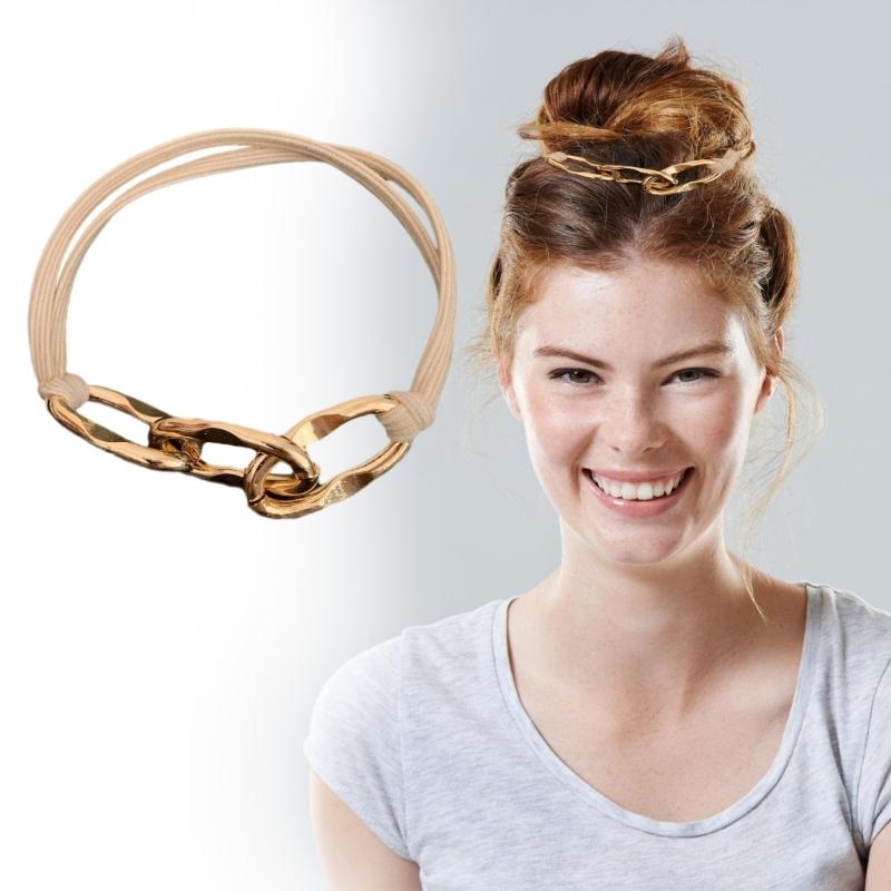 Elastische Metall-Haarbänder Stilvoller Pferdeschwanzhalter Mode Haaraccessoires Haarschmuck für Verschiedene Frisuren und Anlässe