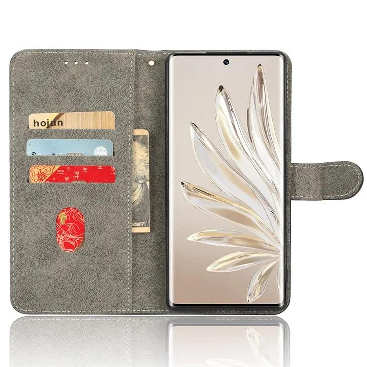 For Honor 70 5G RFID Blocking PU Leather Wallet Phone Case Folding Stand Cover with Hand Strap