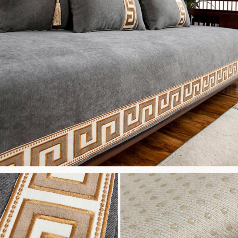 Grube pokrowce na sofy w stylu chińskim solidne szenilowe antypoślizgowe poduszki na kanapę sofy do salonu uniwersalny fotel narzuty mata na ręcznik