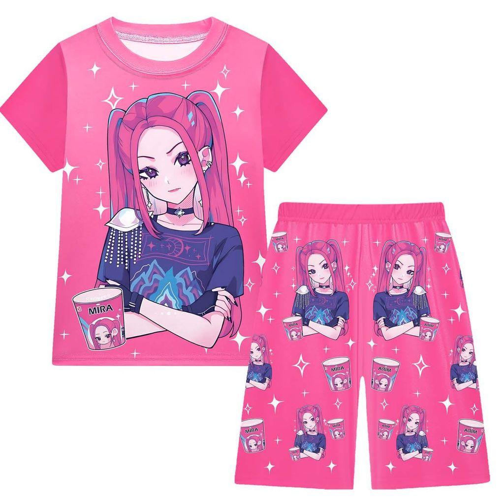 

Дитячі Дівчата Аніме Мультфільм ПОП Співачка Румі Зої Міра З Принтом Повсякденна Футболка з Короткими Рукавами Шорти Штани Піжама Комплекти для Сну 130cm