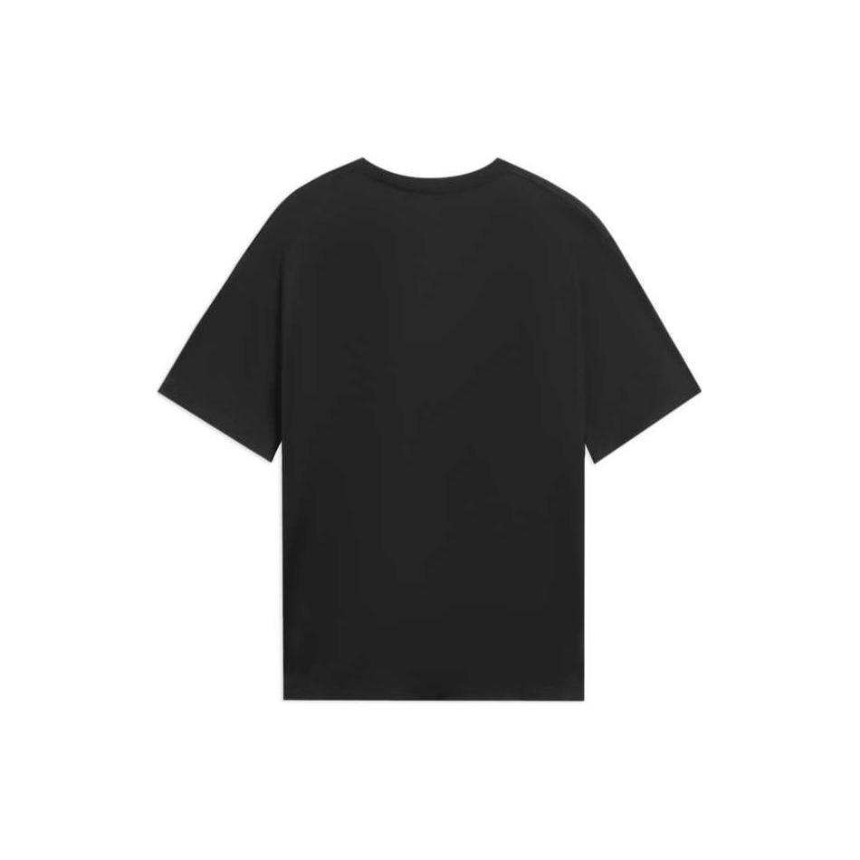 Li Ning T Shirts Unisex Black Crew Neck Moderate Straight Fit AHSS178-1