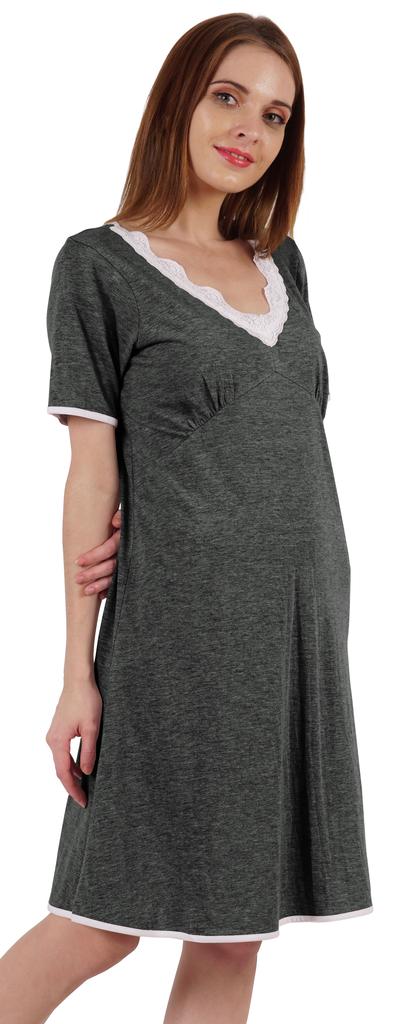 Inkmeso Solid Nightgown Dress For Women Nightwear Lace Short Sleeve Loungewear
