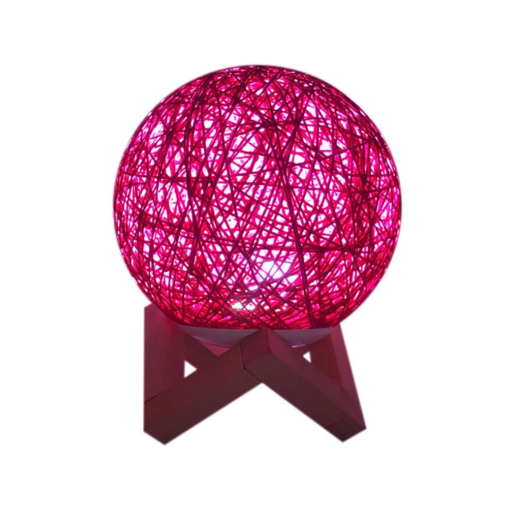 3D LED Rattan Moon Night Light USB Charging Table Desk Moon Lamp