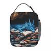 Sücher Drache Schläft Auf Einem Buch Isolierte Lunchtasche für Damen Kinder Auslaufsichere Lebensmittelboxen Thermische Brotdose Tragetasche
