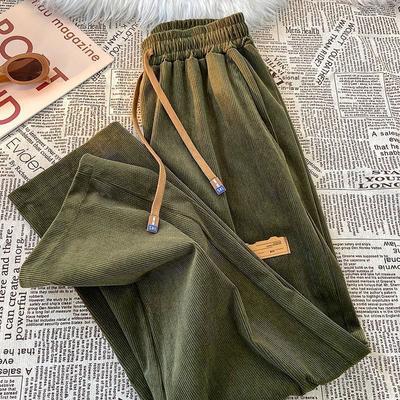 Damen Frühling und Herbst Retro Lässige Cordhose Bedruckt Hohe Taille Bequeme Gerade Hose