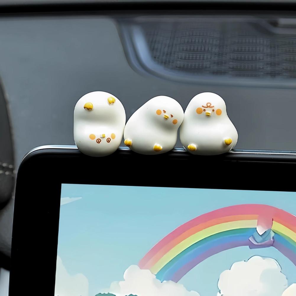 3/6 ks Dekorace zpětného zrcátka do auta Malá roztomilá kachní panenka Pryskyřičná ozdoba Doplňky do interiéru auta