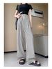Women's Petite Retro Vertical Striped Wide-Leg Pants - Summer Casual Loose Fit